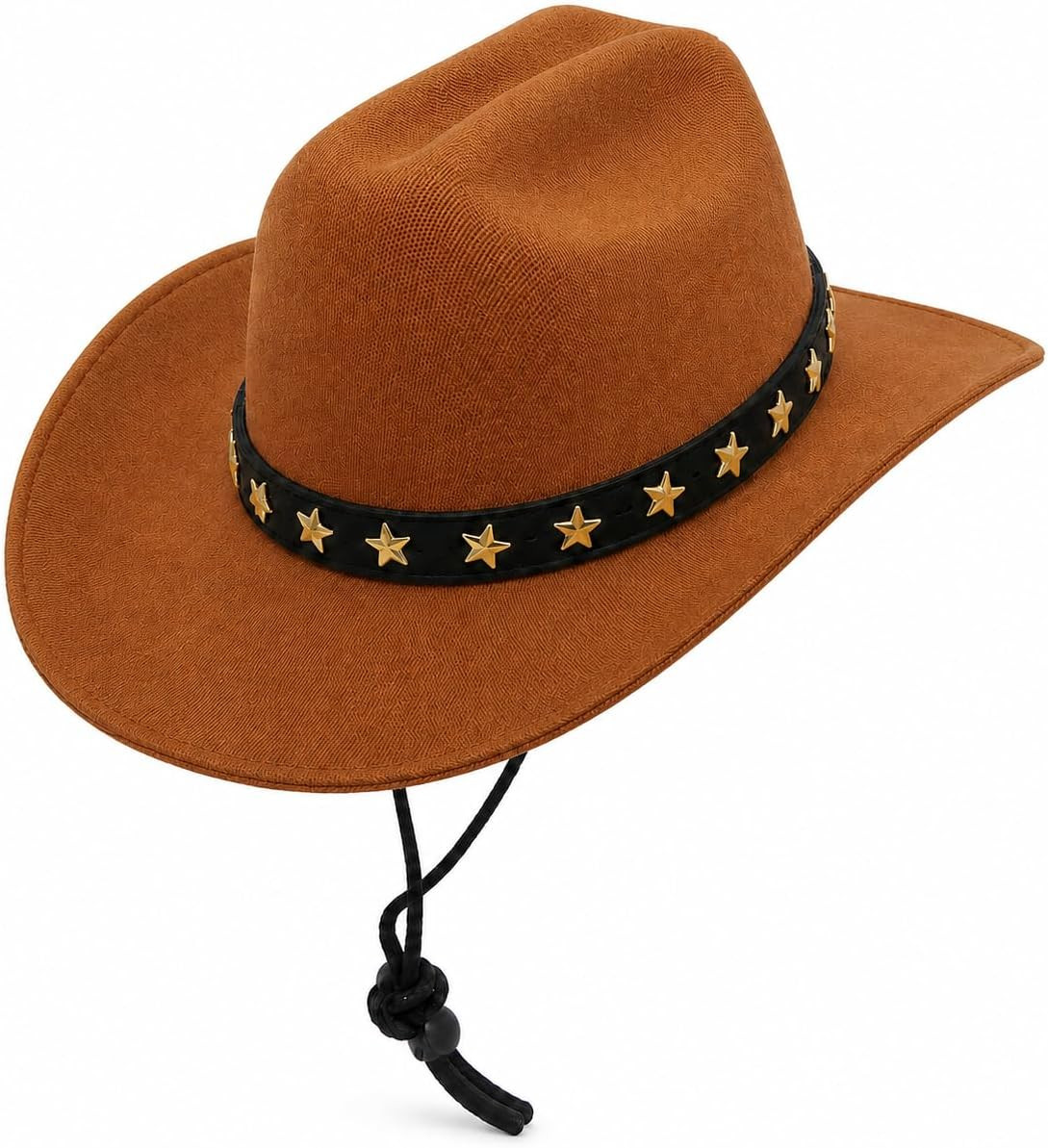 Dog Cowboy Hat for Small Breeds — Felt Western Hat with Star-Studded Band, Adjustable Chin Strap (Brown, Medium) | Amazon (US)
