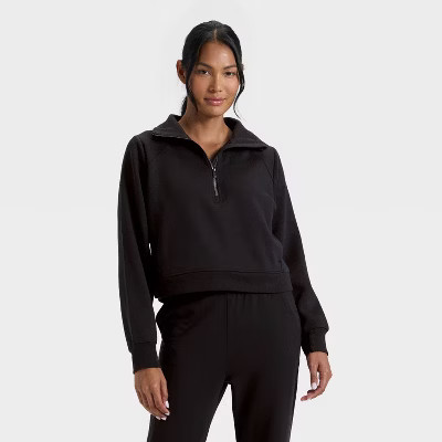 Women's Active Comfort 1/2 Zip Pullover Fleece Sweatshirt - All In Motion™ Black 4X | Target