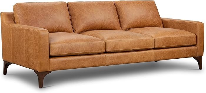 Poly & Bark Sorrento 86 Inch Full-Grain Leather Sofa, Cognac Tan | Amazon (US)