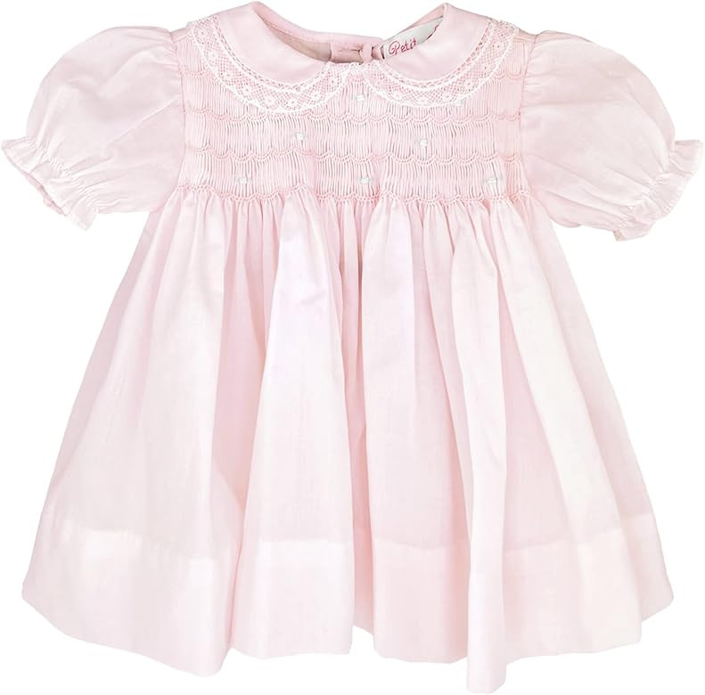 Baby Girls' Fully Smocked Dress with Lace Trim | Amazon (US)