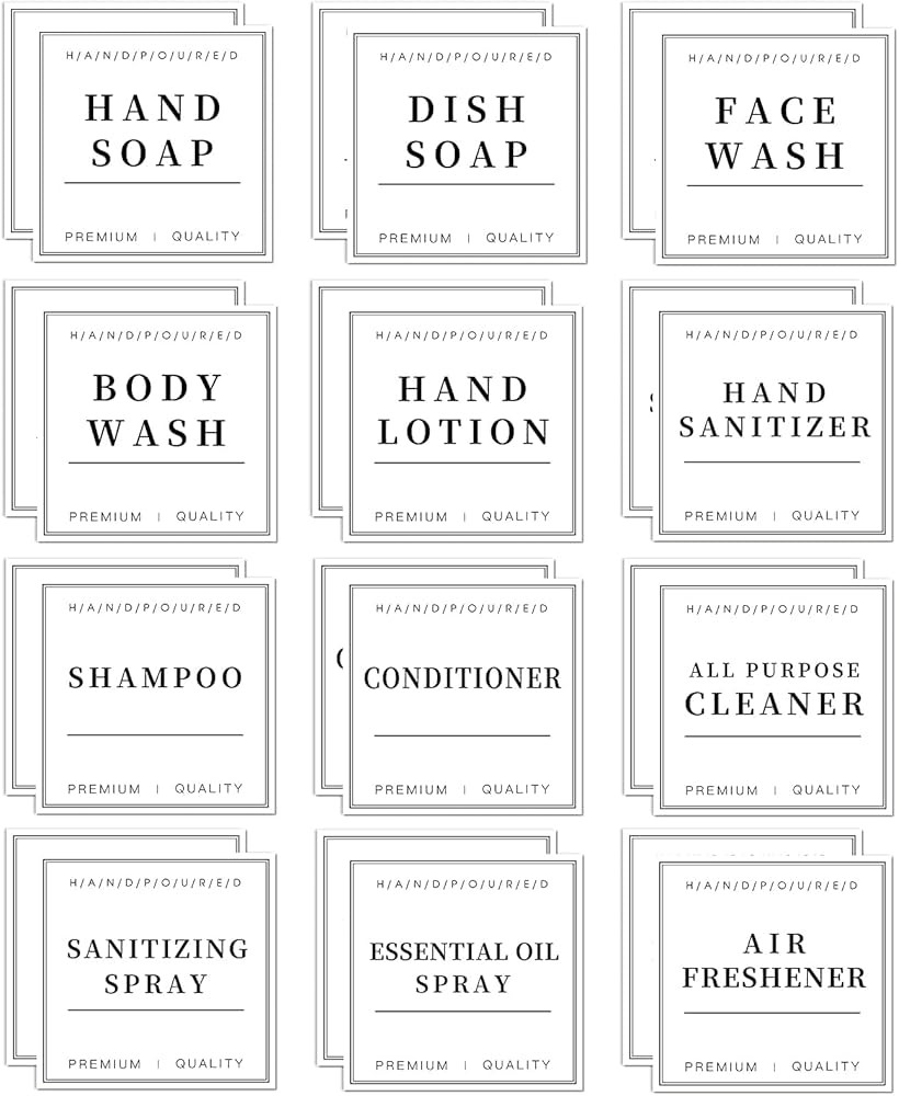 24 PCS White Waterproof Labels for Bottles, Shampoo and Conditioner Dispenser Label Stickers, Bat... | Amazon (US)