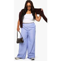 boohoo Women's Plus Stripe Wide Leg Trouser in Blue | Size: 20 | Woven | boohoo (US & Canada)