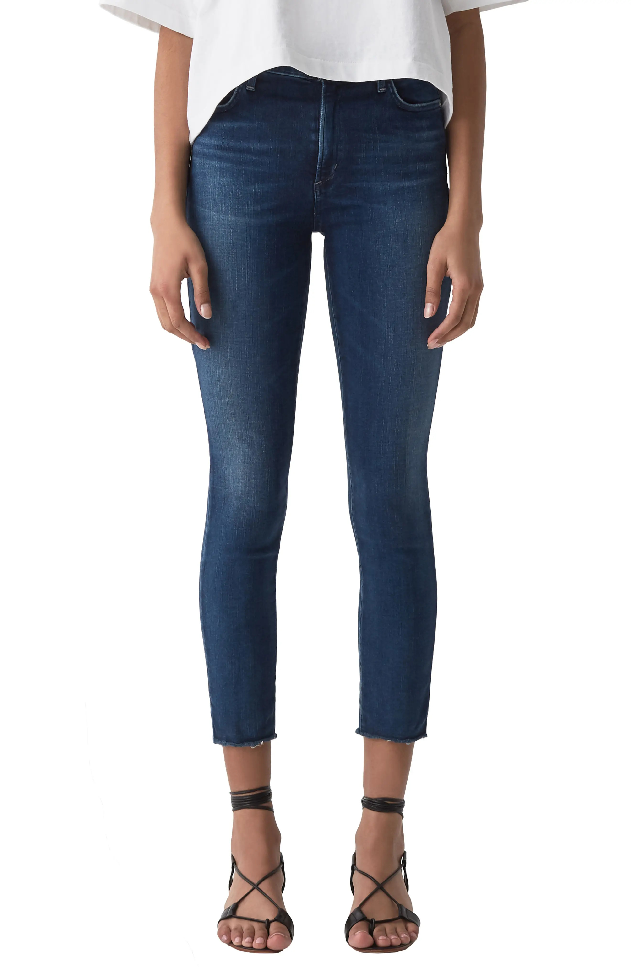 Women's Agolde Sophie Mid Rise Crop Skinny Jeans, Size 31 - Blue | Nordstrom