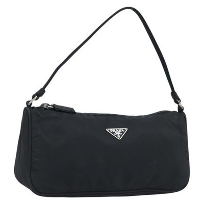 PRADA Accessory Pouch Nylon Black Silver Auth ARZ595A | eBay US