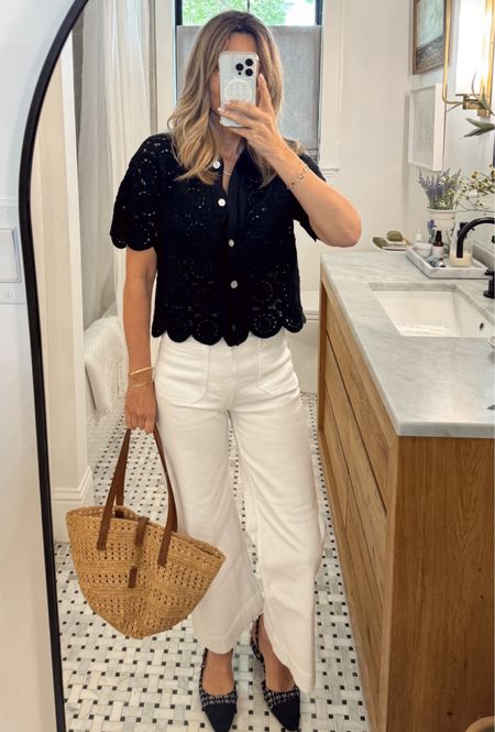 Crochet top. So cute sz S

A favorite pair of white jeans TTS size up for looser fit. 

#LTKover40 #LTKstyletip #LTKtravel