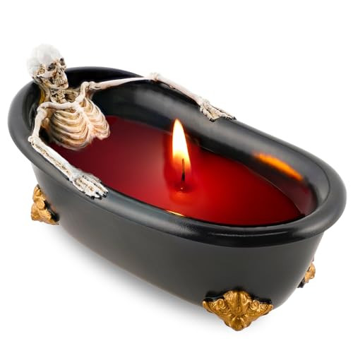 Wowagoga Skeleton Candle Halloween Decorations Gothic Skeleton in Bathtub for Home Tables Decoration Ornaments Spooky Halloween Gifts | Amazon (US)