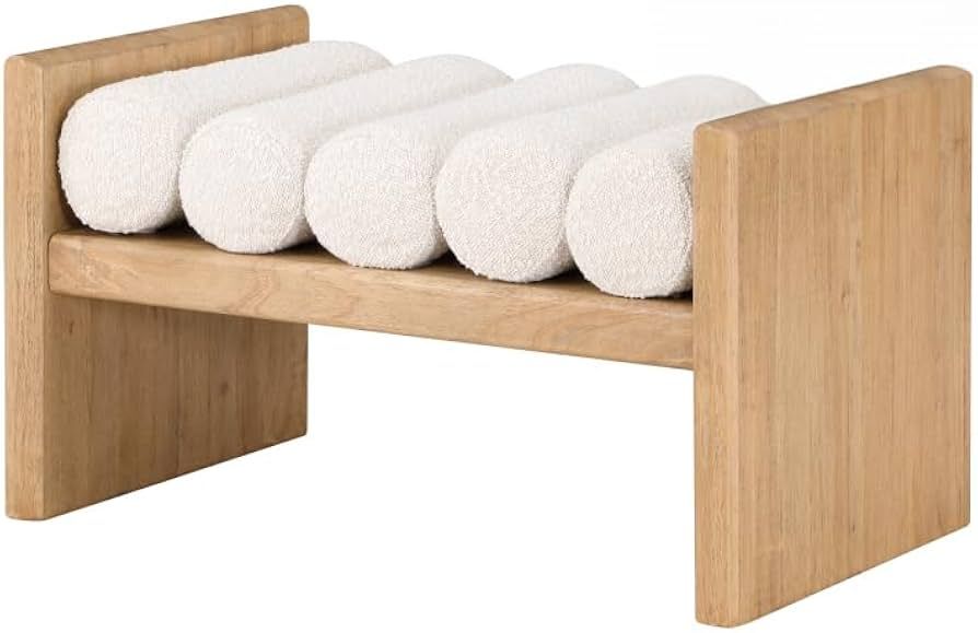 First of a kind Modern Bench with Solid Wood Finish & Cream Boucle seat, Contemporary Boucle Kitc... | Amazon (US)