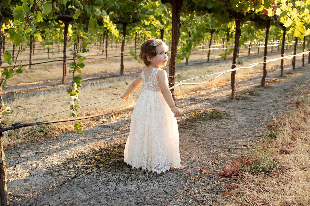 Classic White or Ivory Lace Over Girl's Dress, Perfect flower girl dress, junior bridesmaid dress... | Etsy (US)