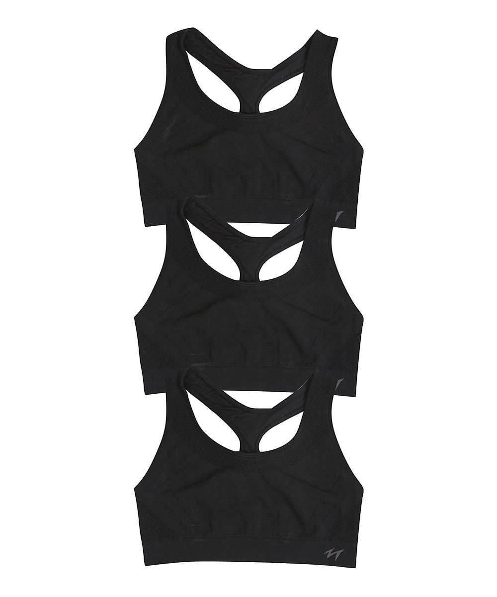 ToBeInStyle Women's Bralettes Black - Black Seamless High-Compression Sports Bra Set - Women | Zulily