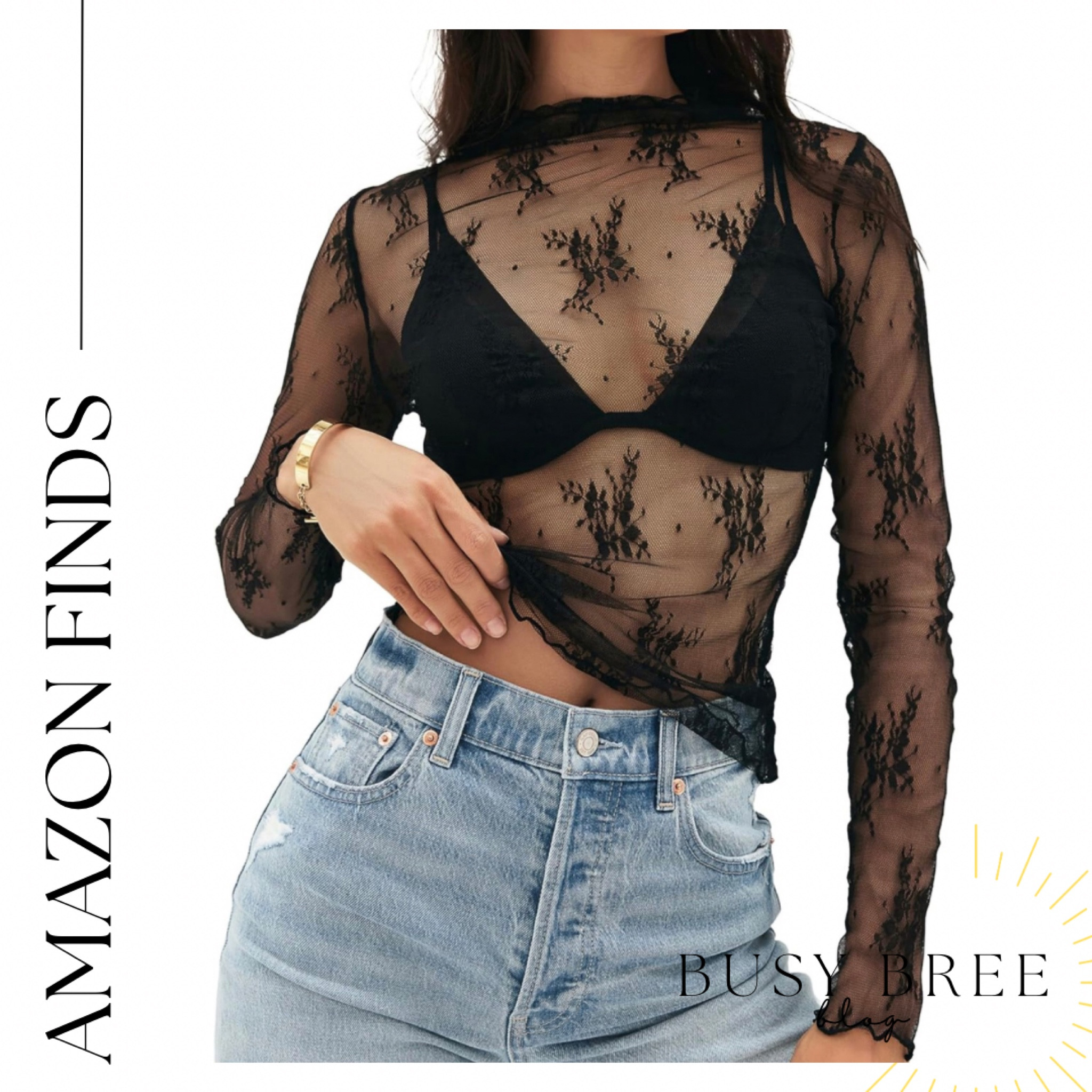 Amazon lace undershirt, Amazon sheer undershirt, black lace long sleeve shirt, band tee under shirt 

#LTKMidsize #LTKxPrimeDay #LTKFindsUnder50