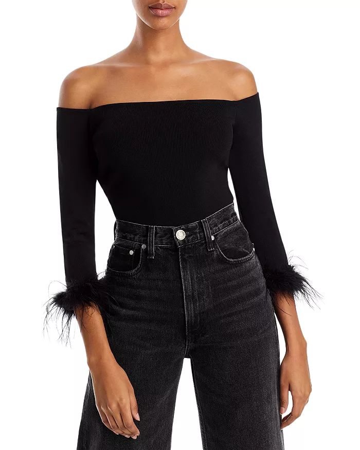 Joyce Off-the-Shoulder Feather Cuff Top | Bloomingdale's (US)