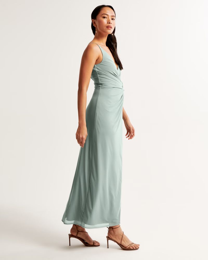 Women's Mesh Twist Wrap Gown | Women's New Arrivals | Abercrombie.com | Abercrombie & Fitch (US)