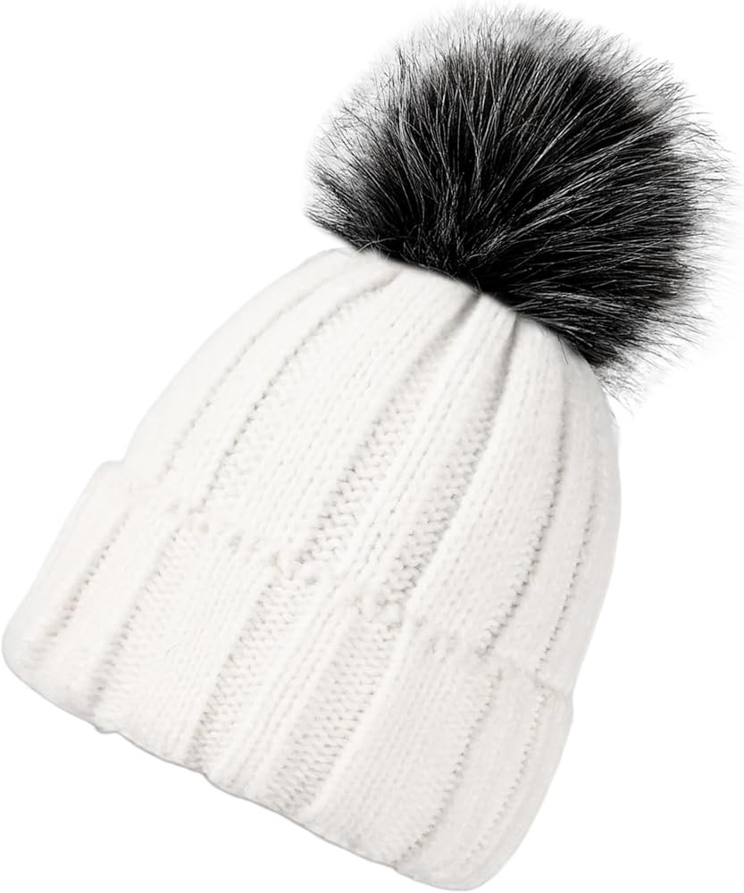 Winter Wear Lined Purple Beanie for Women Warm Winter Hats Cap for Womens Girl Soft Pom Pom Hat, ... | Amazon (US)