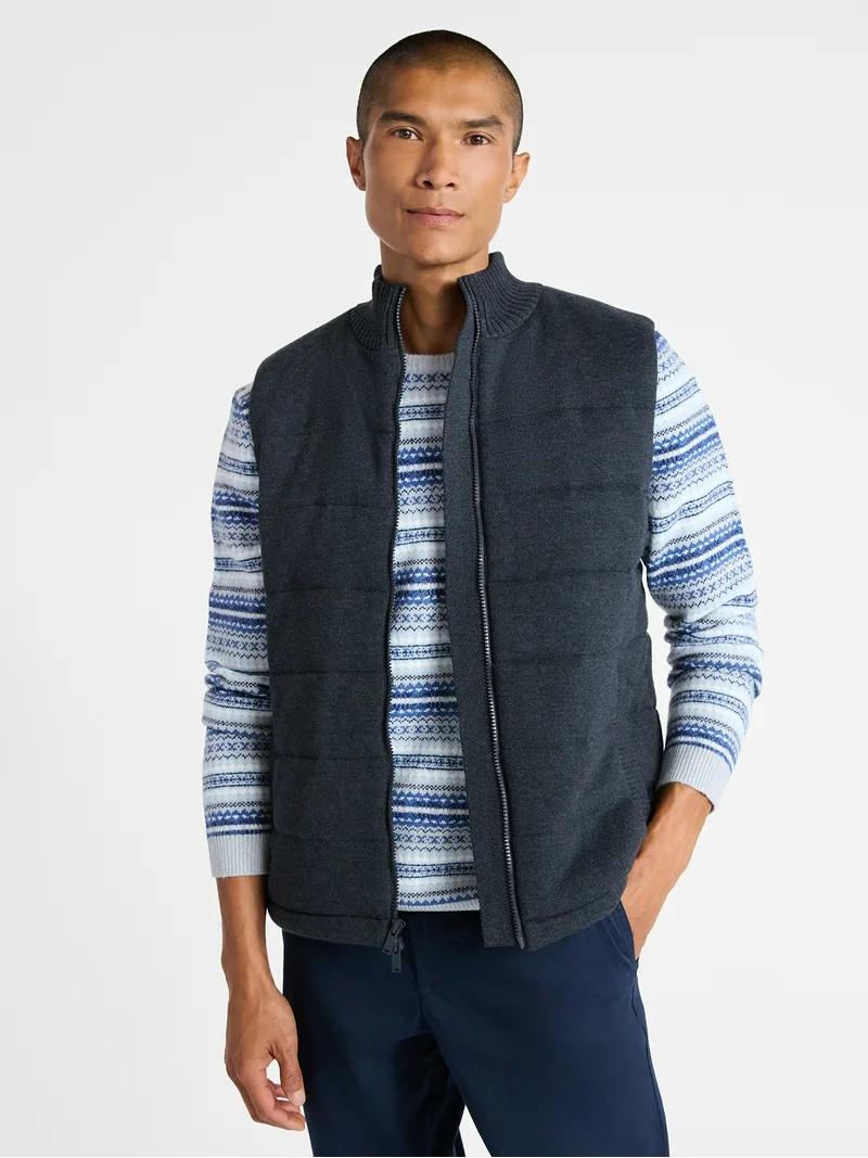 Free Assembly Men's Zip Front Quilted Sweater Vest , Sizes XS-3XL | Walmart (US)
