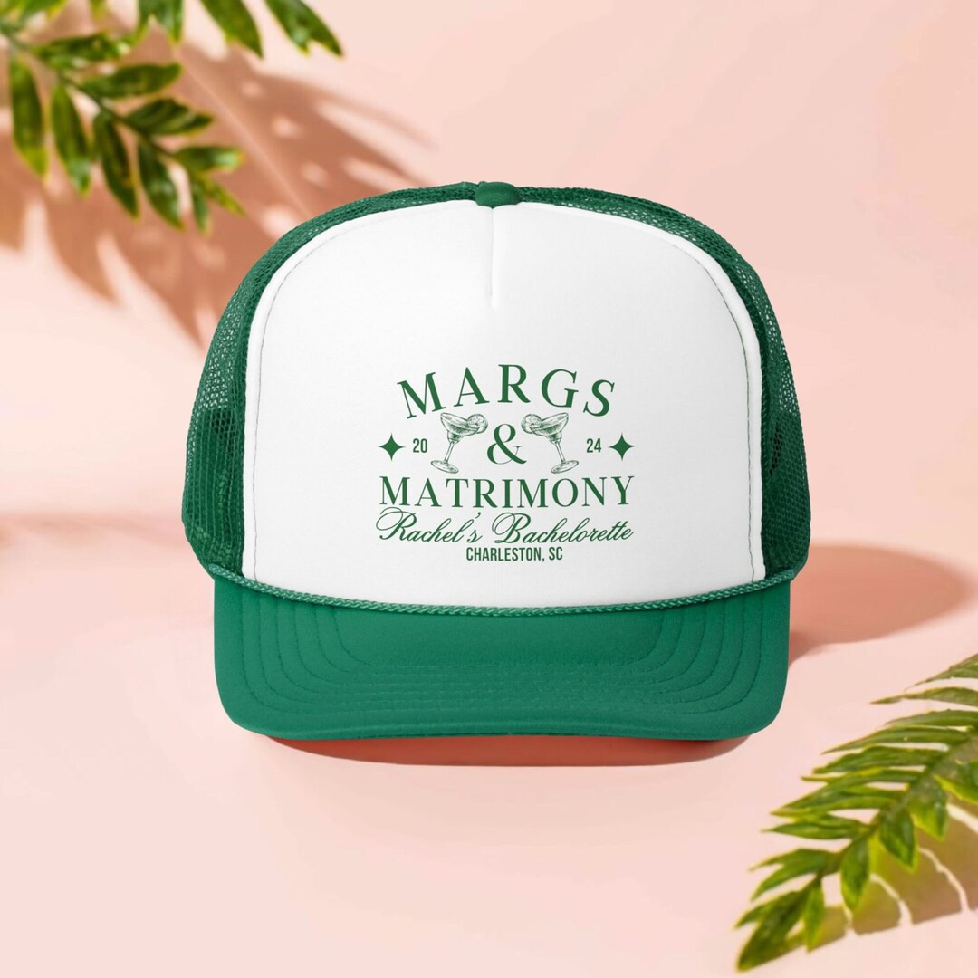 Margs and Matrimony Charleston Bachelorette Party Trucker Hats, Bachelorette Party Favors, Person... | Etsy (US)