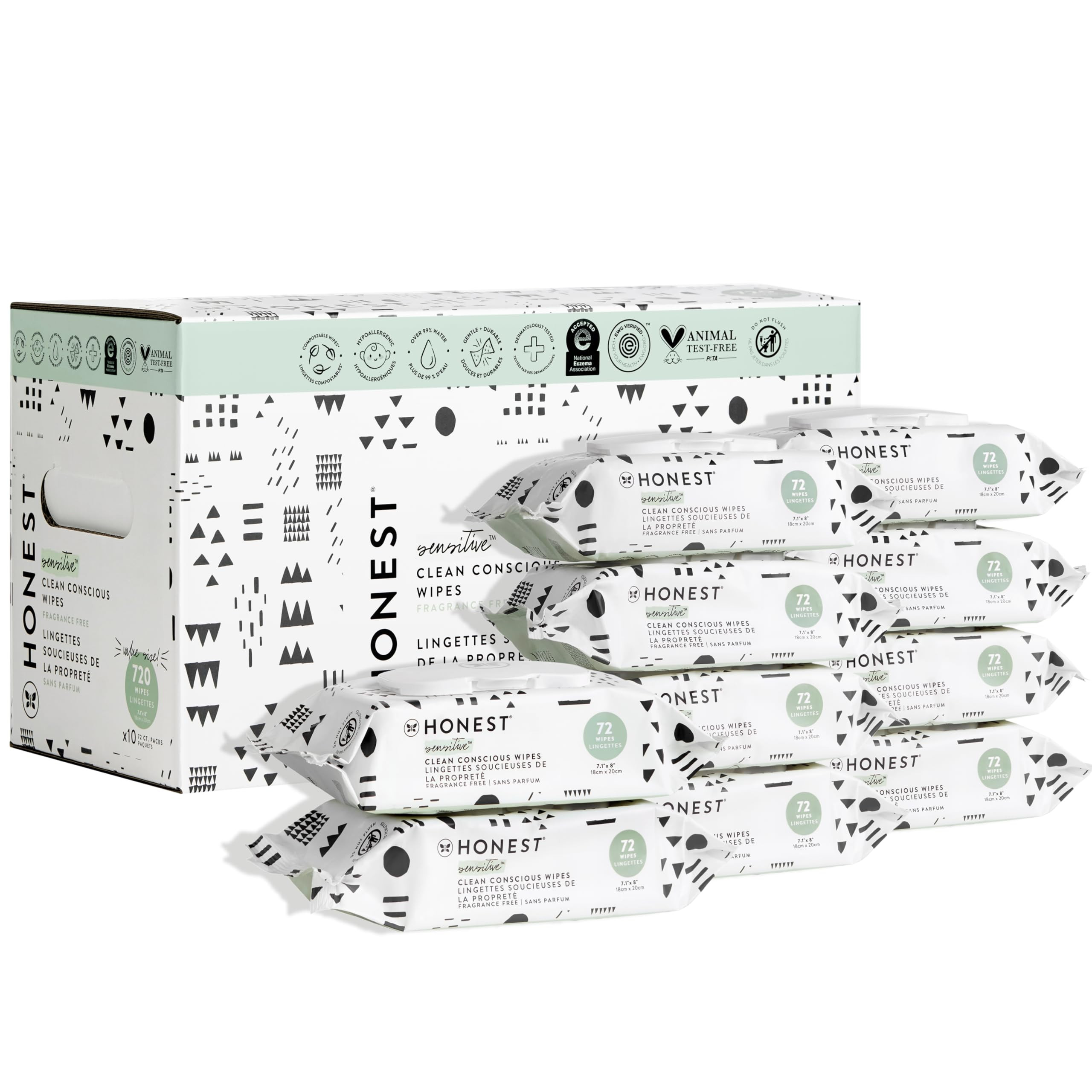 The Honest Company Clean Conscious Multi-Use Wipes | Hypoallergenic + Unscented for Sensitive Ski... | Amazon (US)