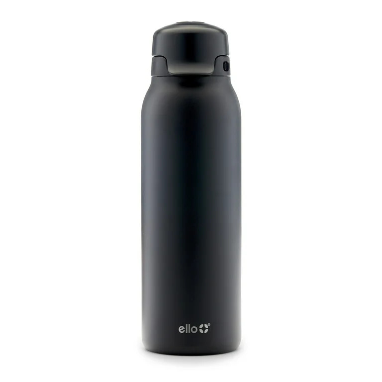 Ello Flip & Fill 32 oz Stainless Steel Water Bottle, Black | Walmart (US)