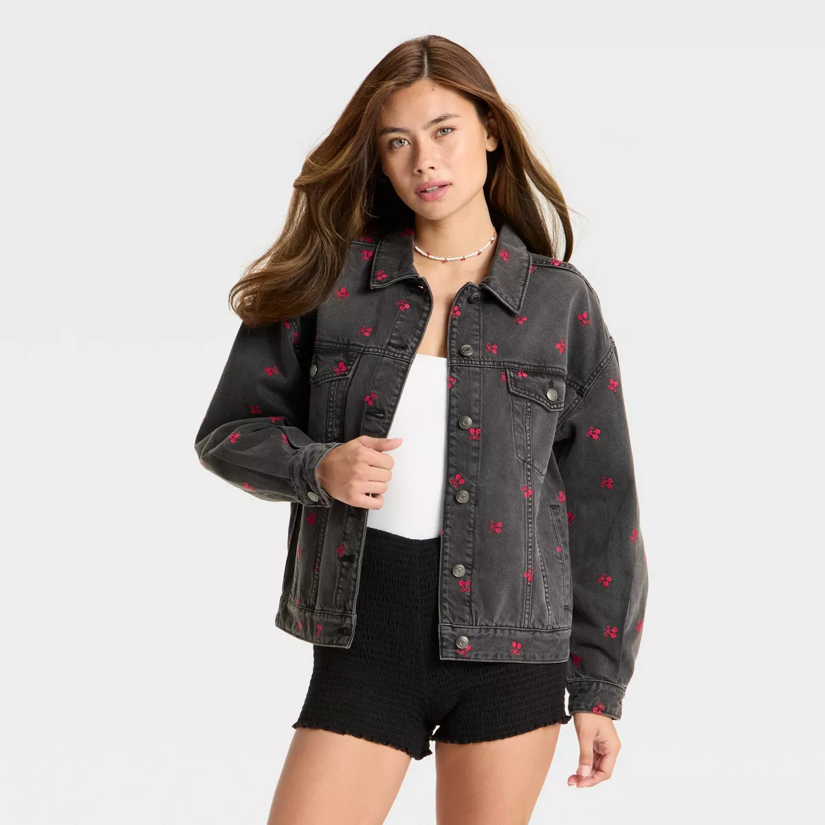 Women's Denim Oversized Trucker Jacket - Wild Fable™ Black Wash | Target