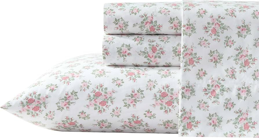 Laura Ashley - Sheets, Cotton Percale Bedding with Matching Pillowcases, Crisp & Breathable, Deep... | Amazon (US)