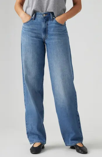 Levi's Baggy Wide Leg Cotton & Linen Dad Jeans in Heavy Check at Nordstrom Rack, Size 31 X 32 | Nordstrom Rack