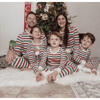 2021 Christmas Parent-Child Pajamas , Stripe Round Neck Men's & Women's Two-Piece Home Clothes, Fami | Etsy (US)