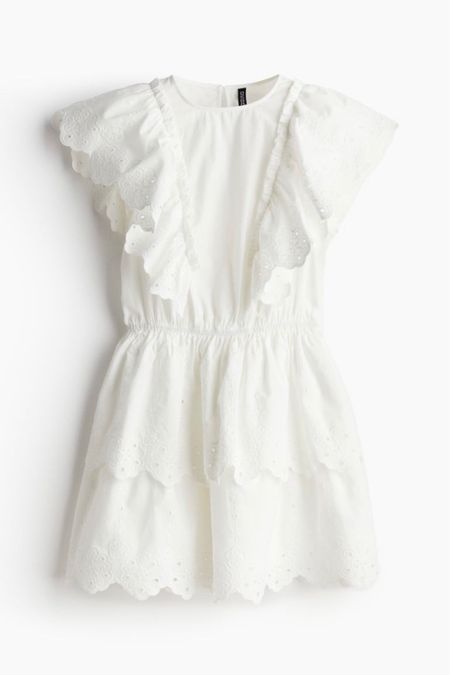 Eyelet ruffle white dress 

#LTKfindsunder50 #LTKstyletip #LTKSeasonal