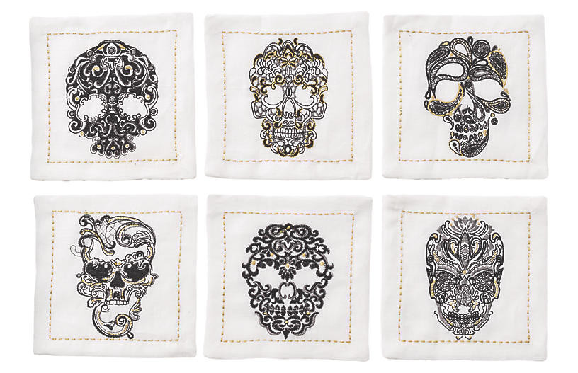 Set of 6 Catrina Cocktail Napkins - White - Kim Seybert | One Kings Lane