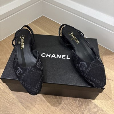 Authentic Chanel Denim Slingback Size 38.5 | eBay US