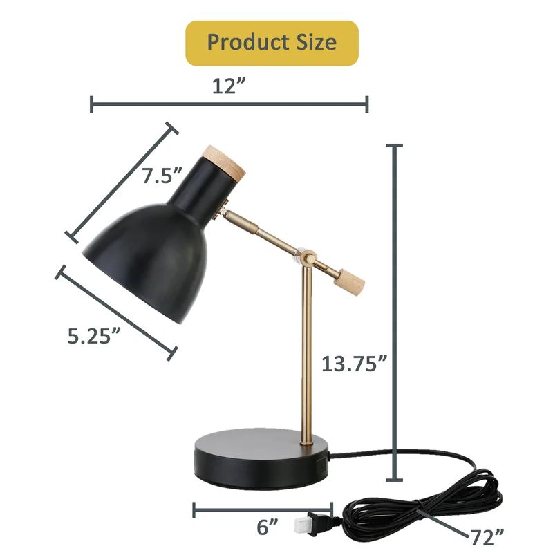 Alysha 13.75" Black Desk Lamp with USB | Wayfair Professional