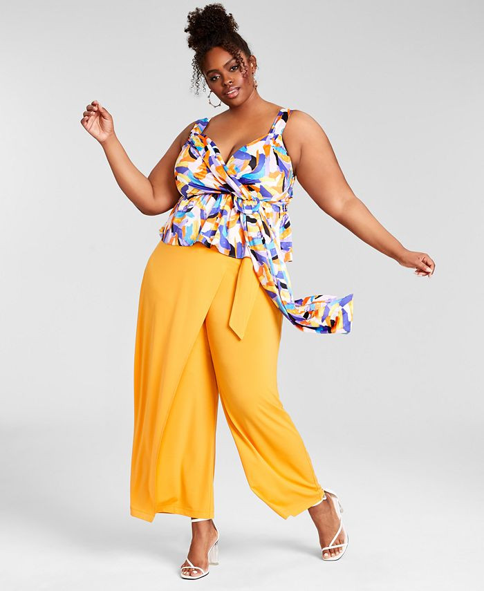 Trendy Plus Size Asymmetrical Wrap Pants, Created for Macy's | Macys (US)