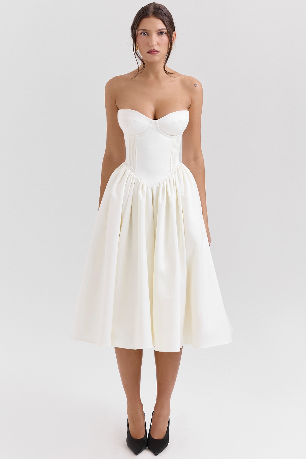 vintage ivory satin midi dress | House of CB
