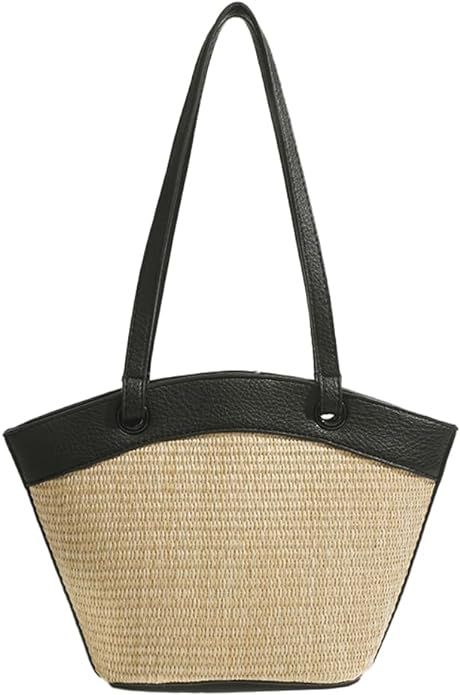 Straw Bag for Women Straw Beach Bag Tote Bag French Retro Shoulder Bag Handbag Summer Woven Hobo ... | Amazon (US)
