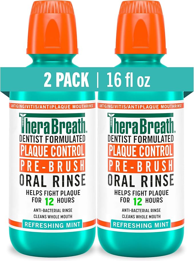 TheraBreath Plaque Control Pre-Brush Oral Rinse, Refreshing Mint Flavor, Antigingivitis and Antip... | Amazon (US)