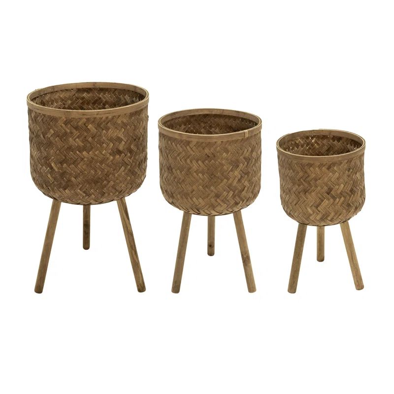Toole Bamboo Planter Pots on Tripod Stands, Indoor and Outdoor Set | Wayfair North America