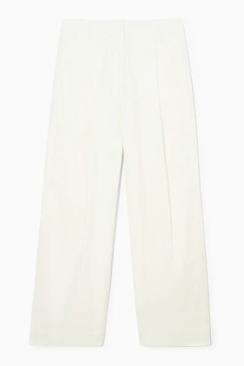 PLEATED BARREL-LEG TWILL CHINOS - OFF-WHITE - COS | COS UK