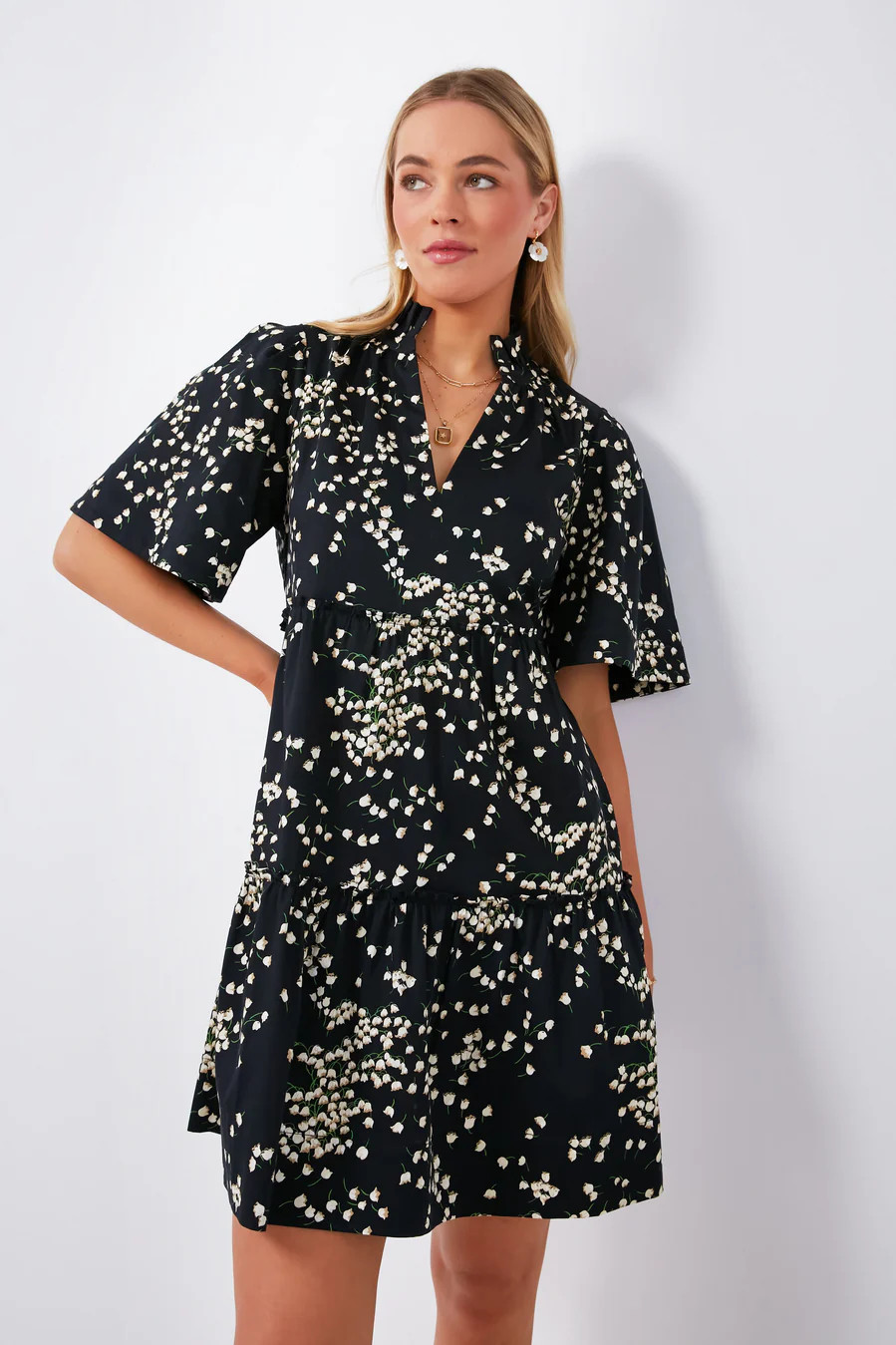 Black Tossed Floral Crawford Dress | Tuckernuck (US)