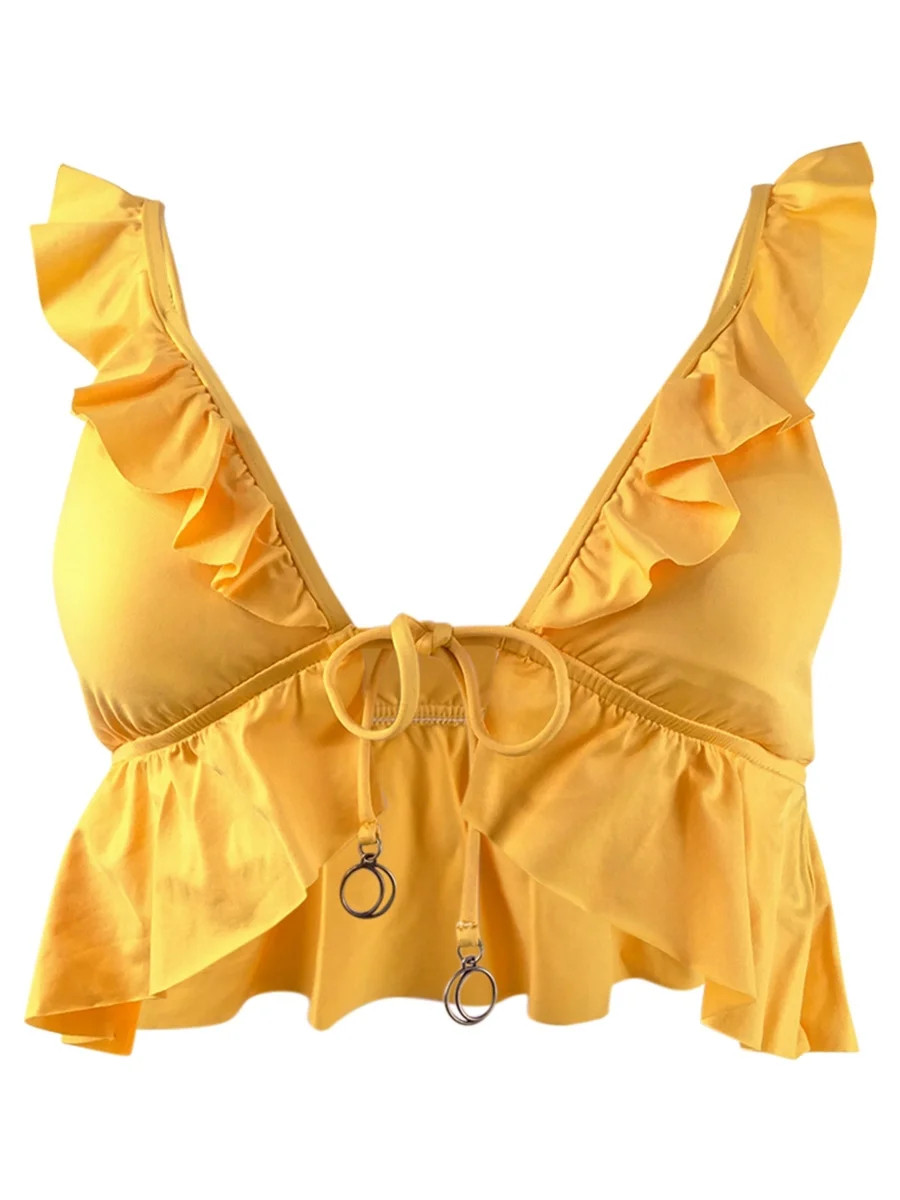 Soluna Women's Under The Sun Ruffled Bikini Swim Top Swimsuit (XL/D, Sun) | Walmart (US)