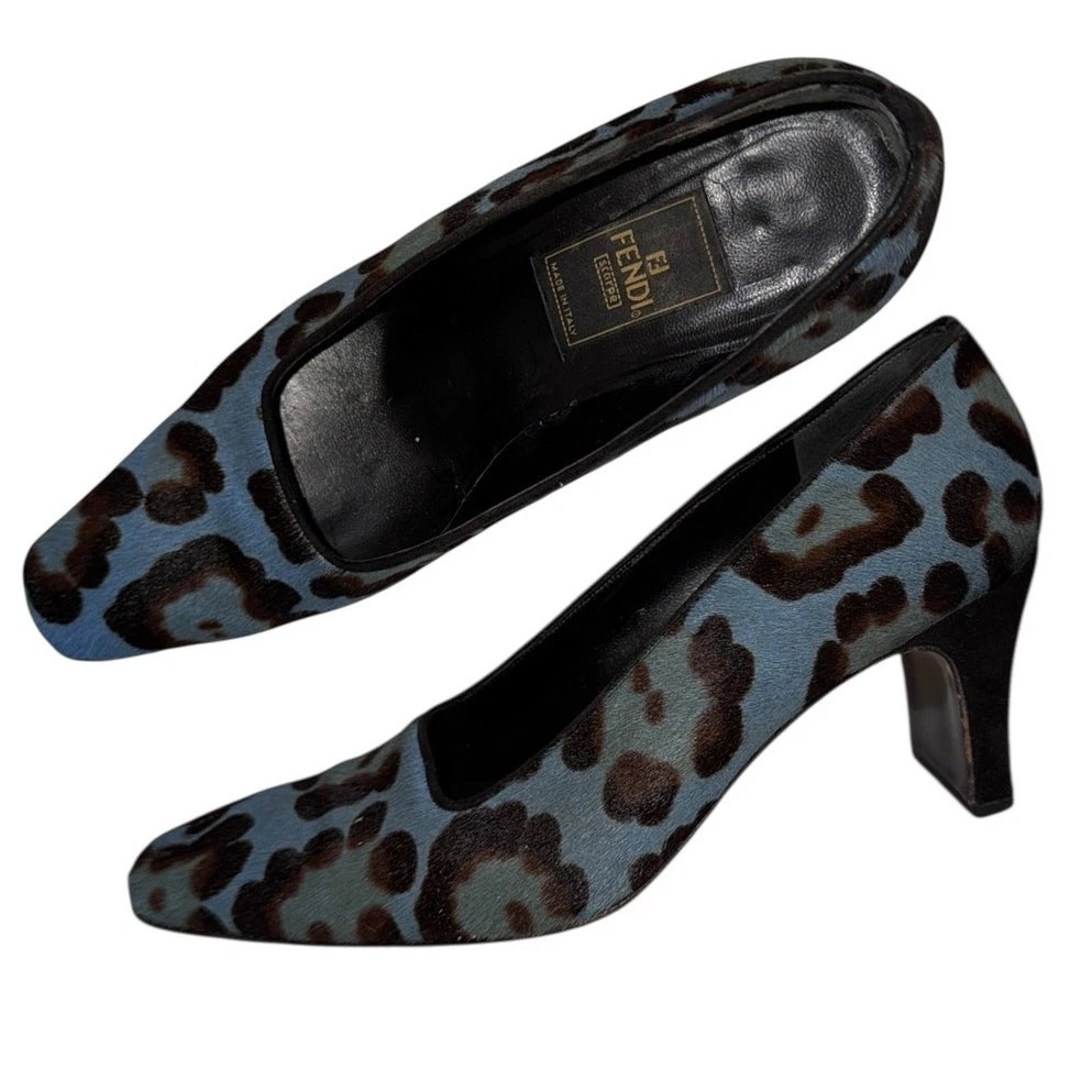 Rare Vintage Fendi Blue Leopard Calf Hair Heels Pumps Size 36 Italy | eBay | eBay US