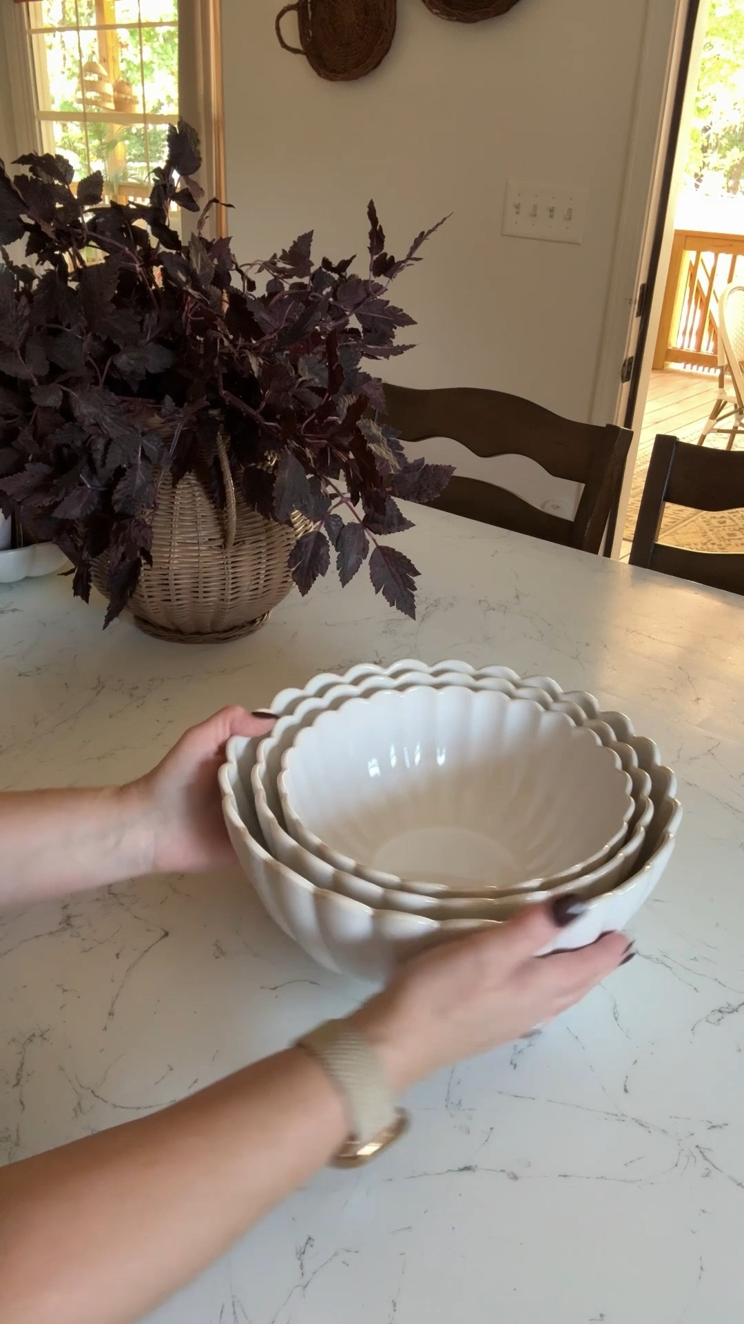Trio of nesting bowls 
Beautiful scallop edge detail that coordinates with the other items in this line
Use for serving, mixing, displaying fresh fruit and more! 

#LTKFindsUnder50 #LTKStyleTip #LTKHome