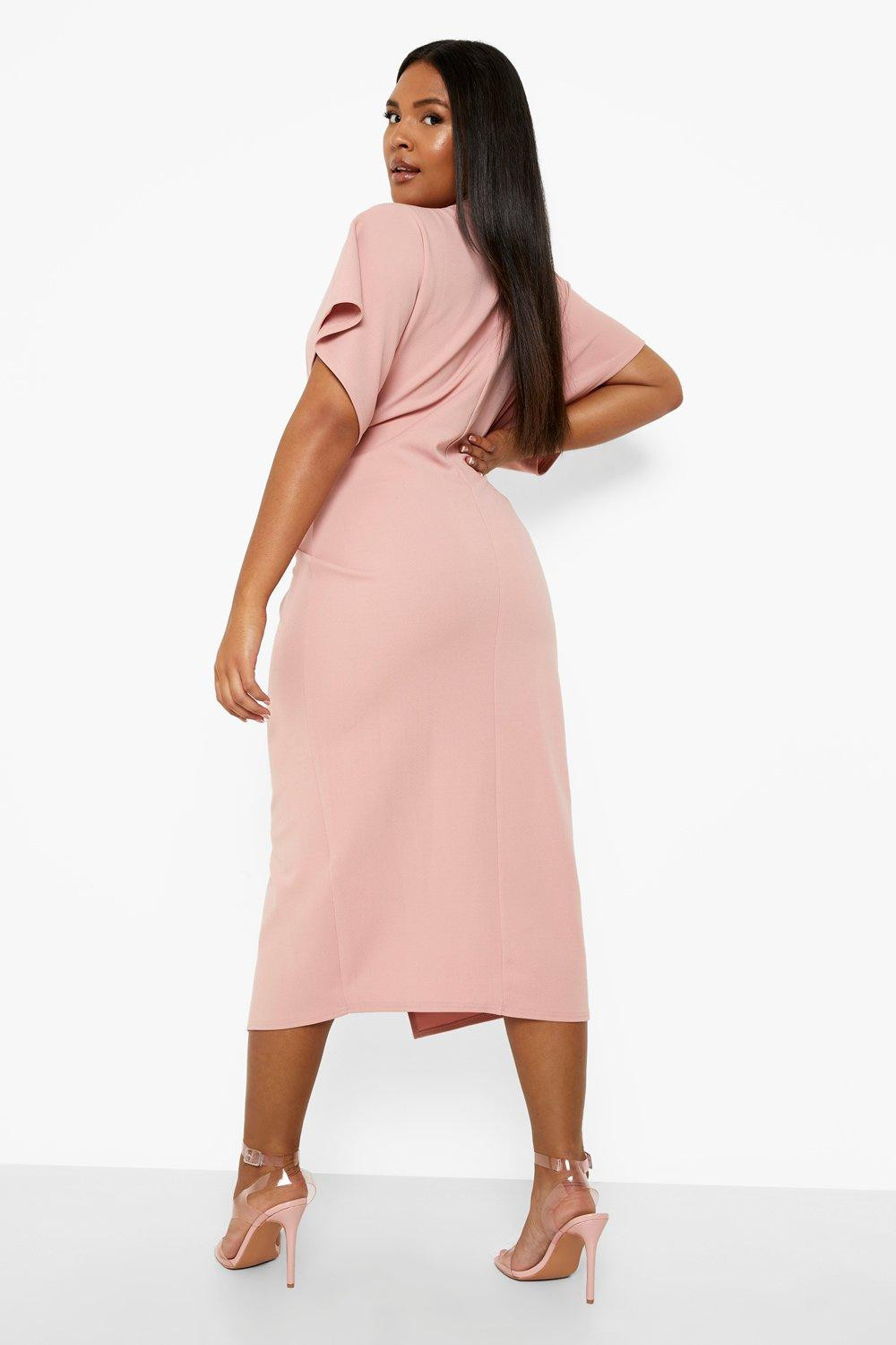 Plus Twist Front Split Midi Dress | Boohoo.com (US & CA)