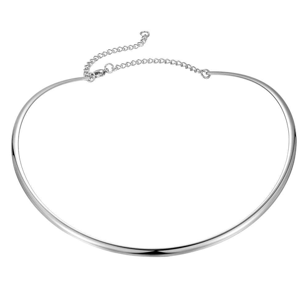 HooAMI Stainless Steel Silver Choker Necklace for Women | Amazon (US)