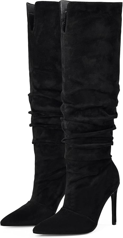 Elisabet Tang Women's Closed Toe Heeled Boot Pointed Toe Shoes Stiletto Heels Slip On Slouchy Kne... | Amazon (US)