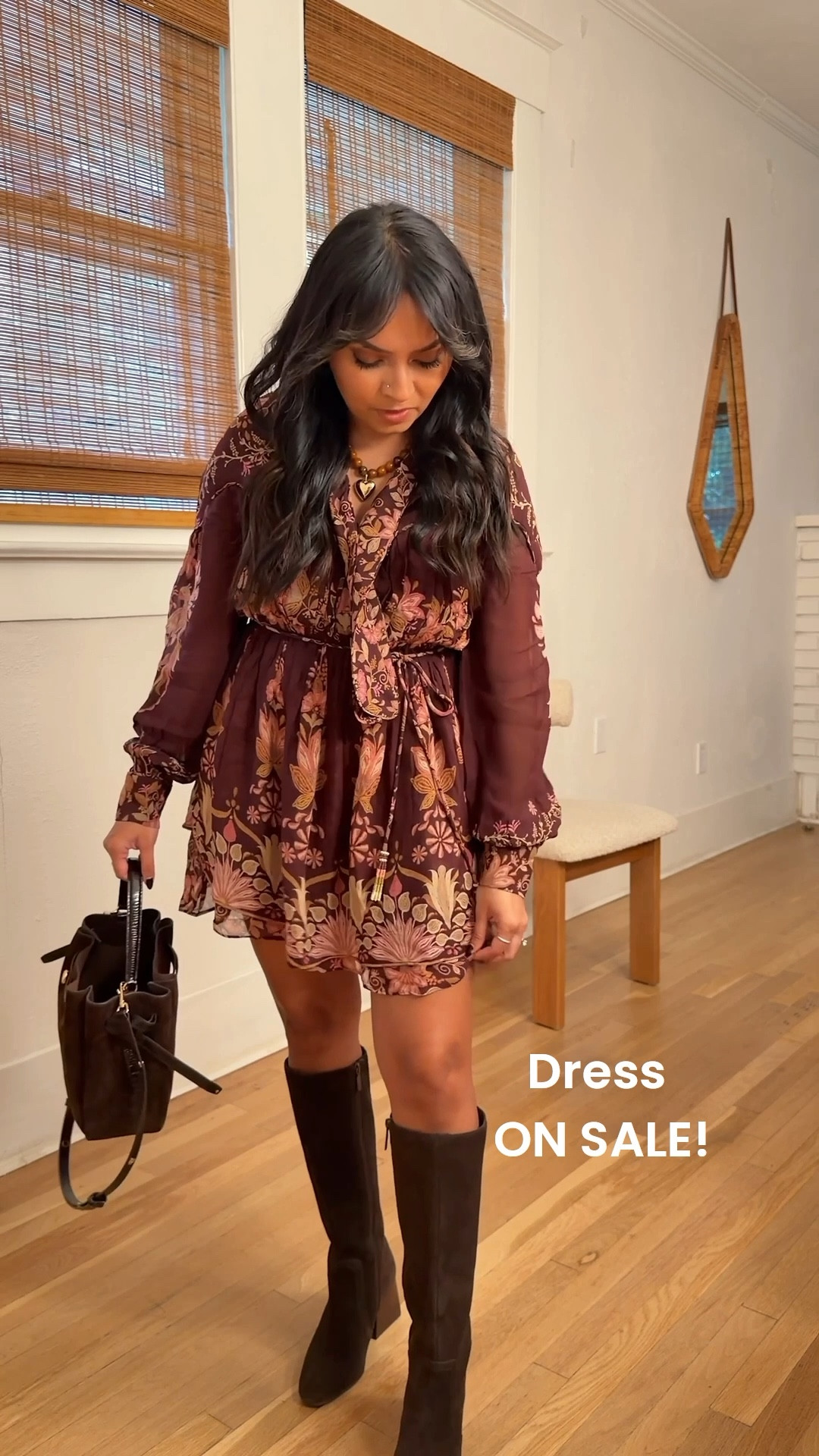 Dress size xxs TTS 
Dark brown waterproof boots size 6 TTS 
Also ordered size xxs in the similar dress linked! 



#LTKCyberWeek #LTKHoliday #LTKSaleAlert