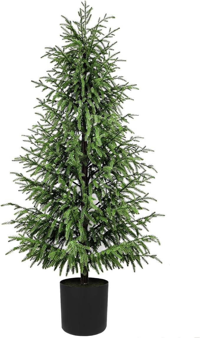 5FT Artificial Topiary Trees for Outdoor Front Porch Décor, Real Touch Norfolk Pine Tree, UV Rat... | Amazon (US)