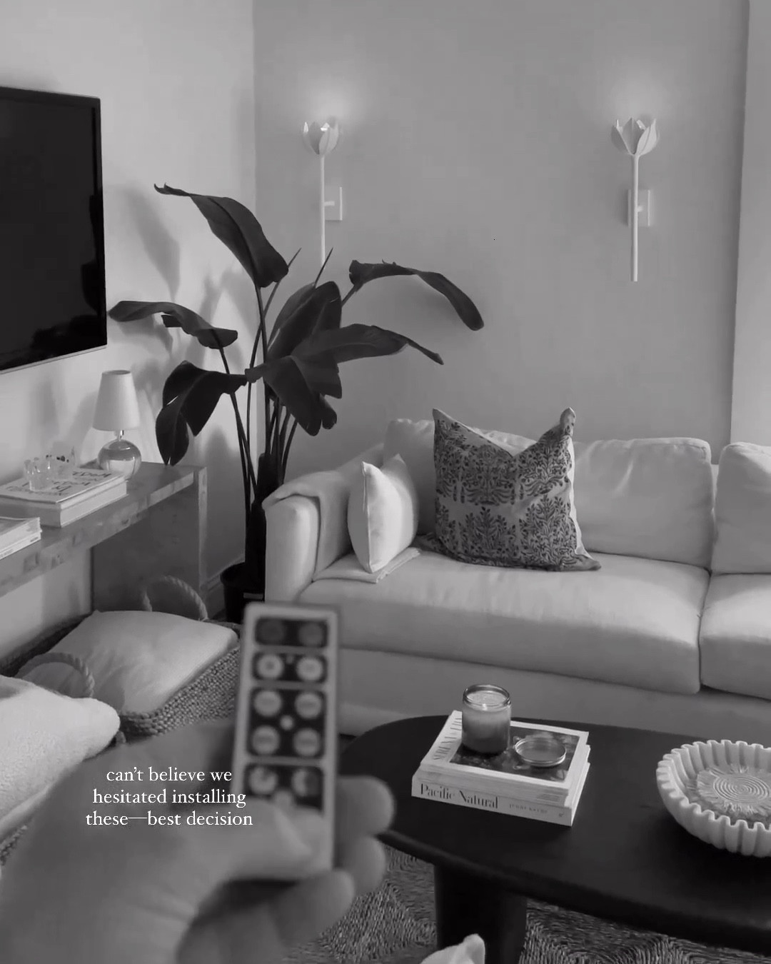 Faux sconce lights 🫶🏼 these are not hardwired. We mounted them and placed battery-operated puck lights inside ✨ 

#LTKFind #LTKHoliday #LTKhome