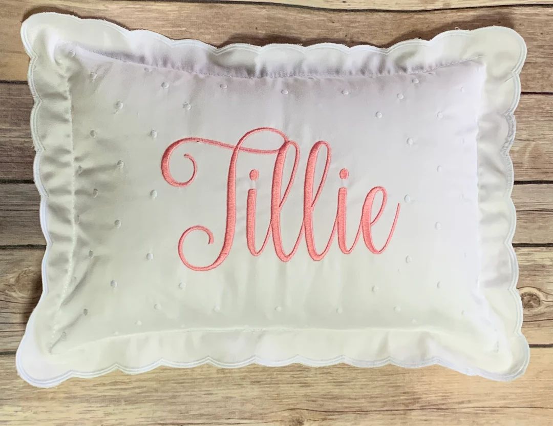 WHITE ONLY-Embroidered Personalized Baby Pillow With One Name or monogram-Includes Pillow Insert | Etsy (US)