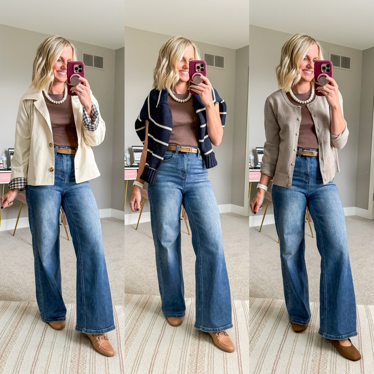 Fall Capsule 2026 🍂 Three ways I'm styling my medium-wash wide-leg jeans! This is look 9 of 9 with this piece — my 20-piece capsule mixes and matches into 120 outfits. Which one is your favorite?! Shop the pieces on my LTK! 🤎 

 #fallcapsulewardrobe #capsulewardrobe #falloutfits #fallfashion #petitestyle #affordablefashion #ltkstyle #ltkfall

#LTKPetite