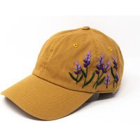 Hand Embroidered Purple Lavender Cotton Baseball Cap, Made Mustard Yellow Sun Hat, Curve Brim Summer Cap | Etsy (US)