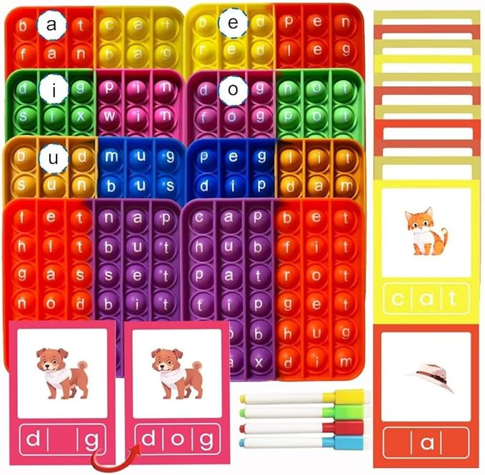 CVC Word Games with 4 CVC Word Popper & 60 CVC Flashcards, Learn to Read in Weeks, Multisensory R... | Amazon (US)