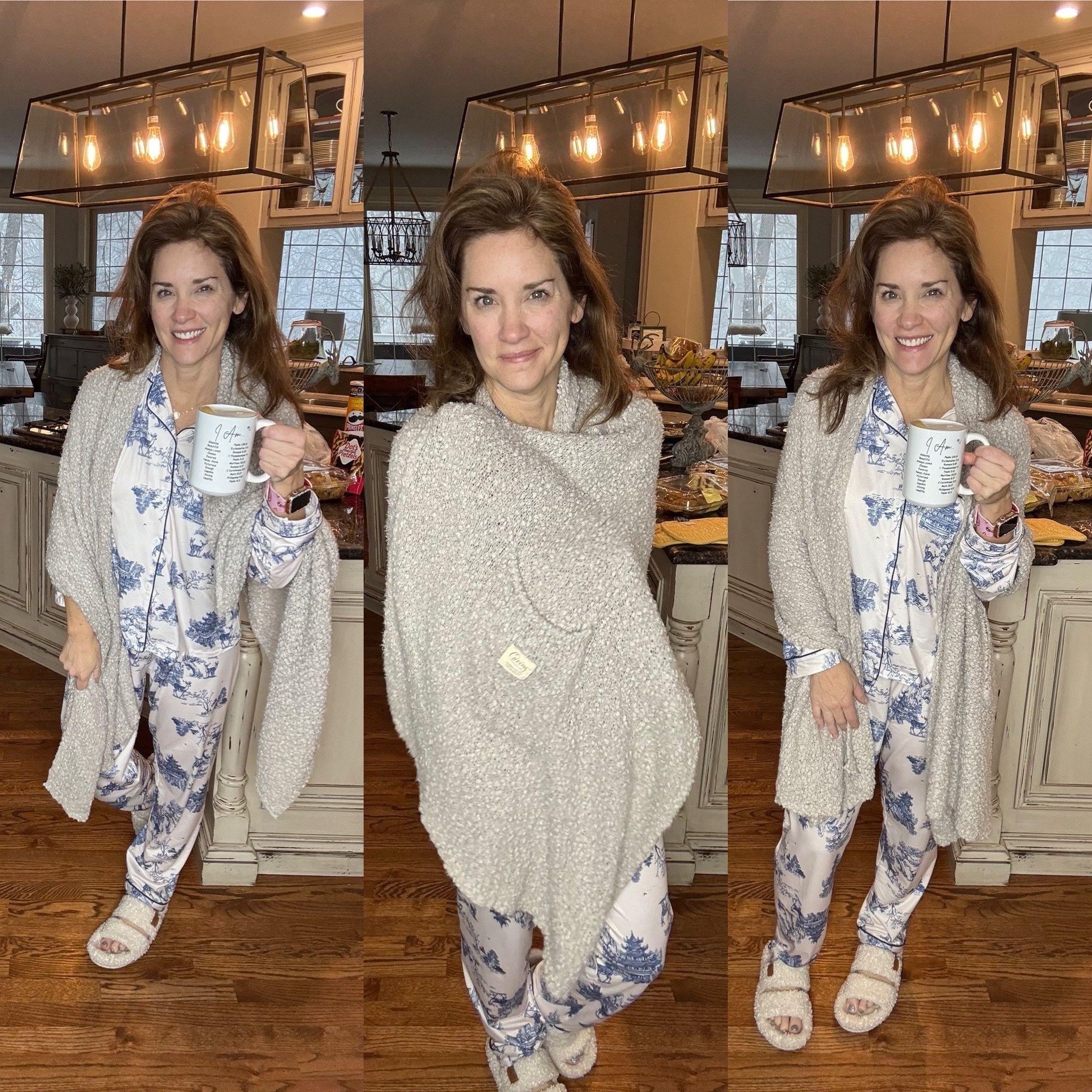 💙
Love this giving shawl to wrap up with on those chilly ❄️mornings! 
Pjs are on tiktok but have linked several below that are similar 

Perfect lounge set for Crazy Busy Mama 

#LTKOver40 #LTKFindsUnder50 #LTKHome